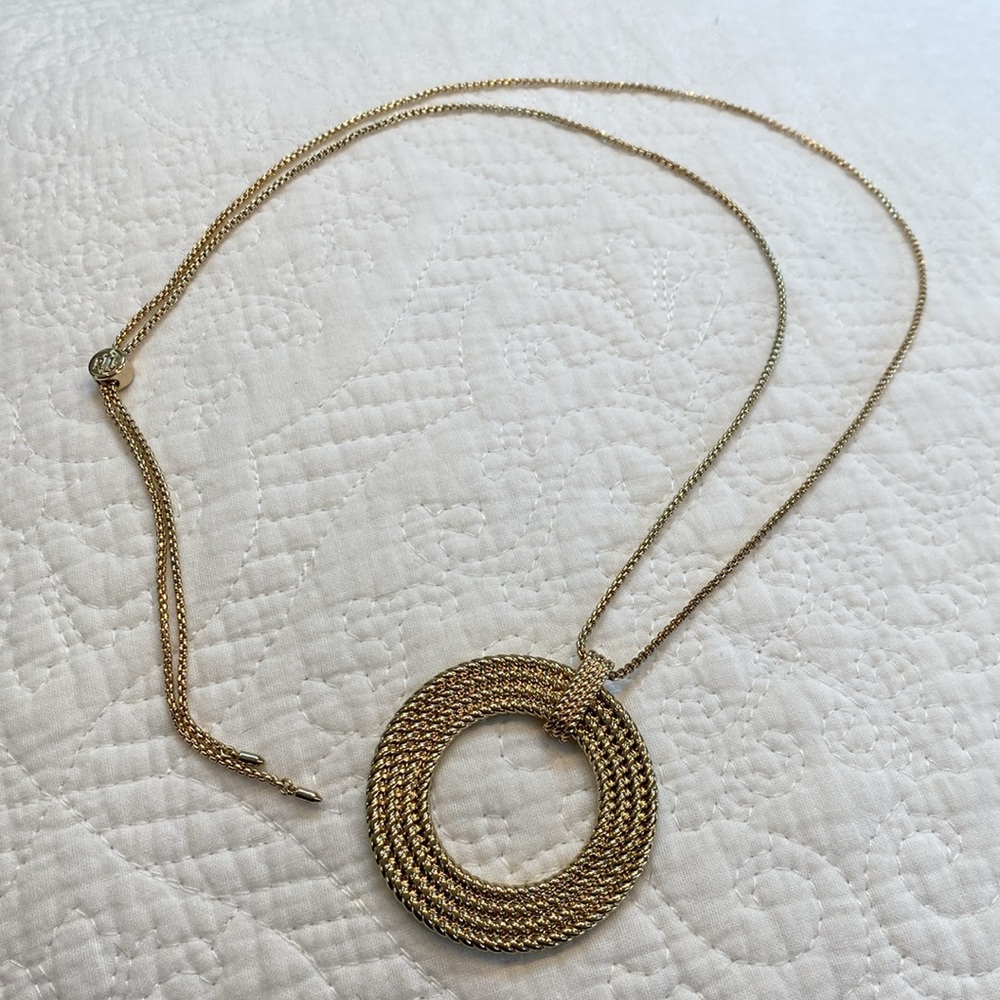 Lauren Ralph Lauren Gold-Tone Rope Multi-Row Open Circle 36” Pendant Necklace - Picture 7 of 16